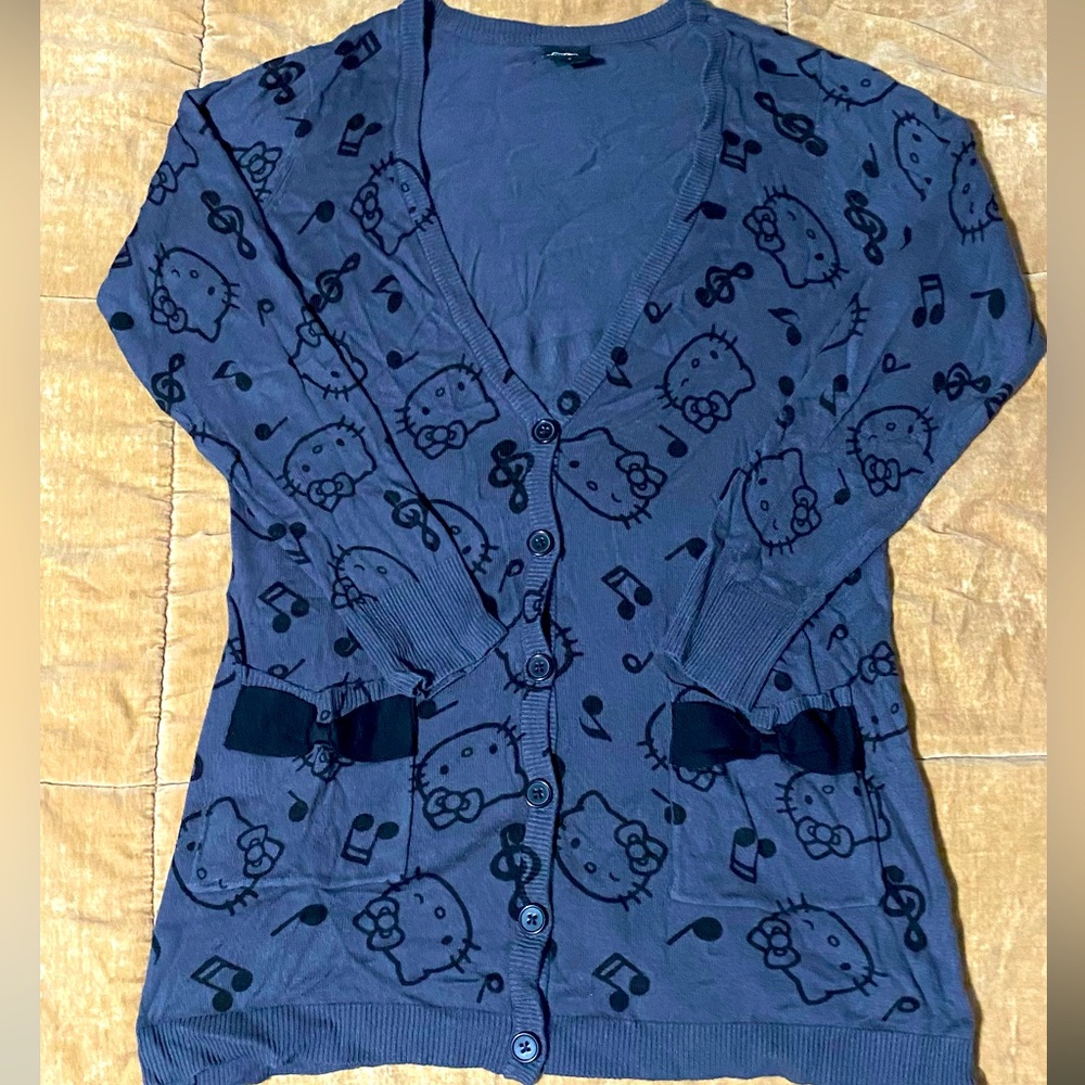 Hello Kitty Navy Blue Button-Front Cardigan Sweater